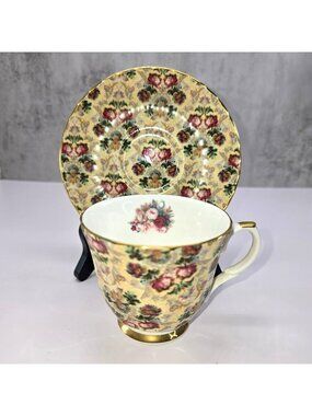 Royal Patrician Tea Cup & Saucer Chintz Staffordshire England Vintage VL5111
